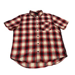 Harley Davidson Skull Motorcycles Red Plaid‎ Short Sleeve Shirt XL